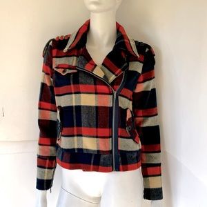 Hurley Plaid Moto Jacket sz M